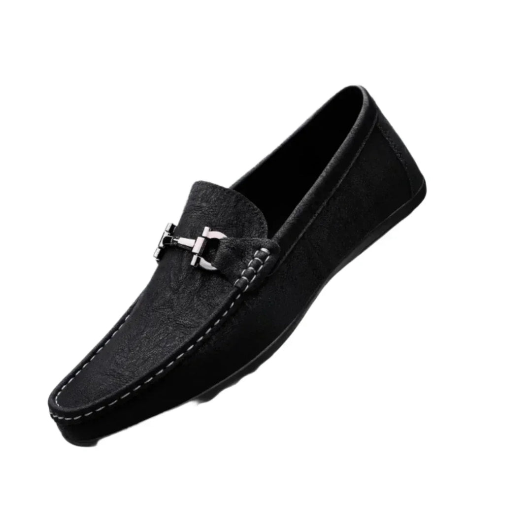 Suede Loafer Shoes | Slip-On Dress Moccasins | Classic Metal Bit Detail