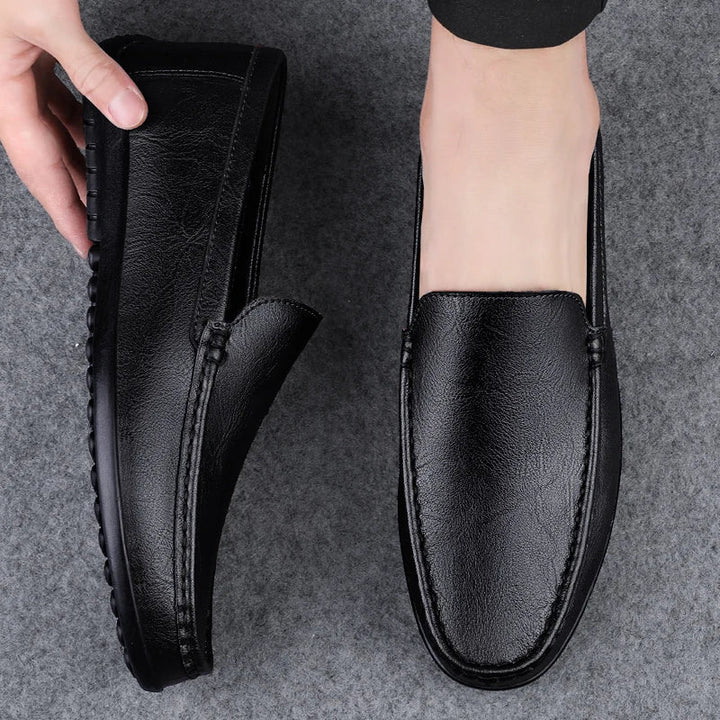 Men’s Classic Leather Loafers | Slip-On Dress Shoes | Cushioned Insole Comfort