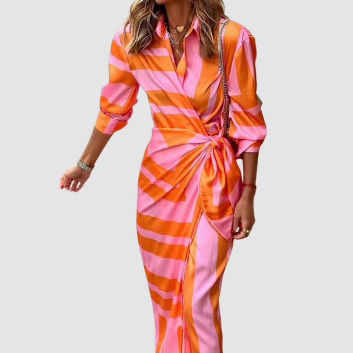 Evangeline | Vibrant Stripe Wrap Dress