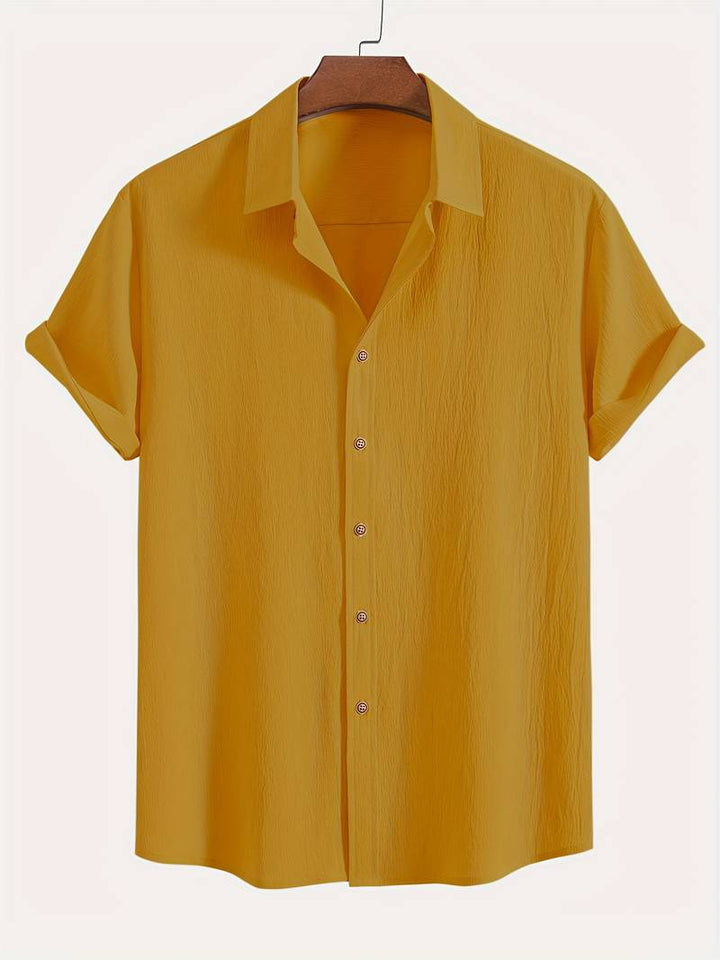 Men's Textured Short Sleeve Shirt | Breathable Button-Up | Summer Casual Essential
