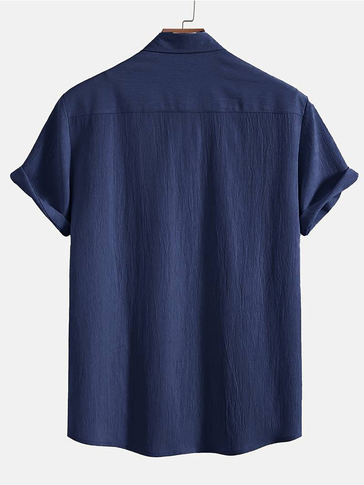 Men's Textured Short Sleeve Shirt | Breathable Button-Up | Summer Casual Essential