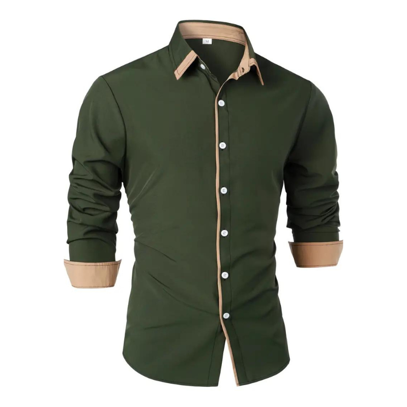 Men’s Button-Up Dress Shirt | Slim Fit | Contrast Cuff & Collar Detail