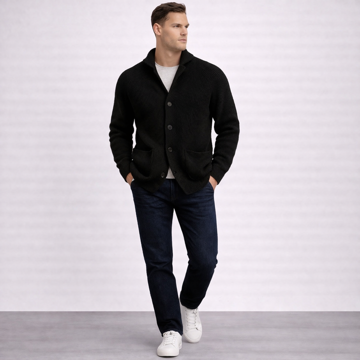Malcolm | Ribbed Shawl-Collar Cardigan