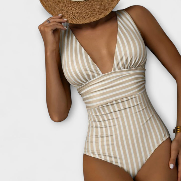 Riviera | Striped V-Neck Swimsuit