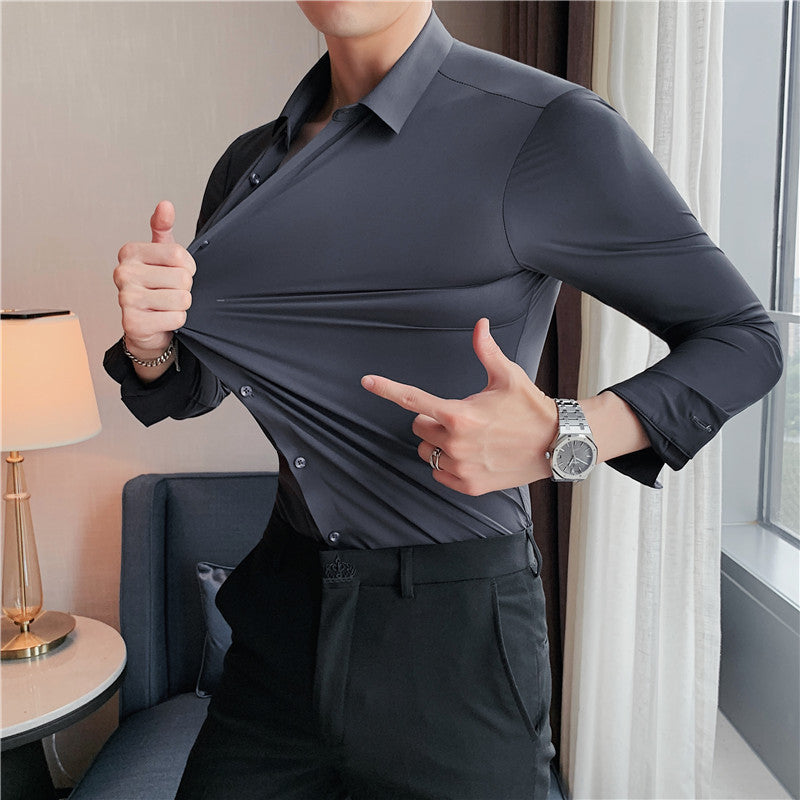 Men’s Stretch Dress Shirt | Wrinkle-Resistant Performance Fabric | Slim Office Fit