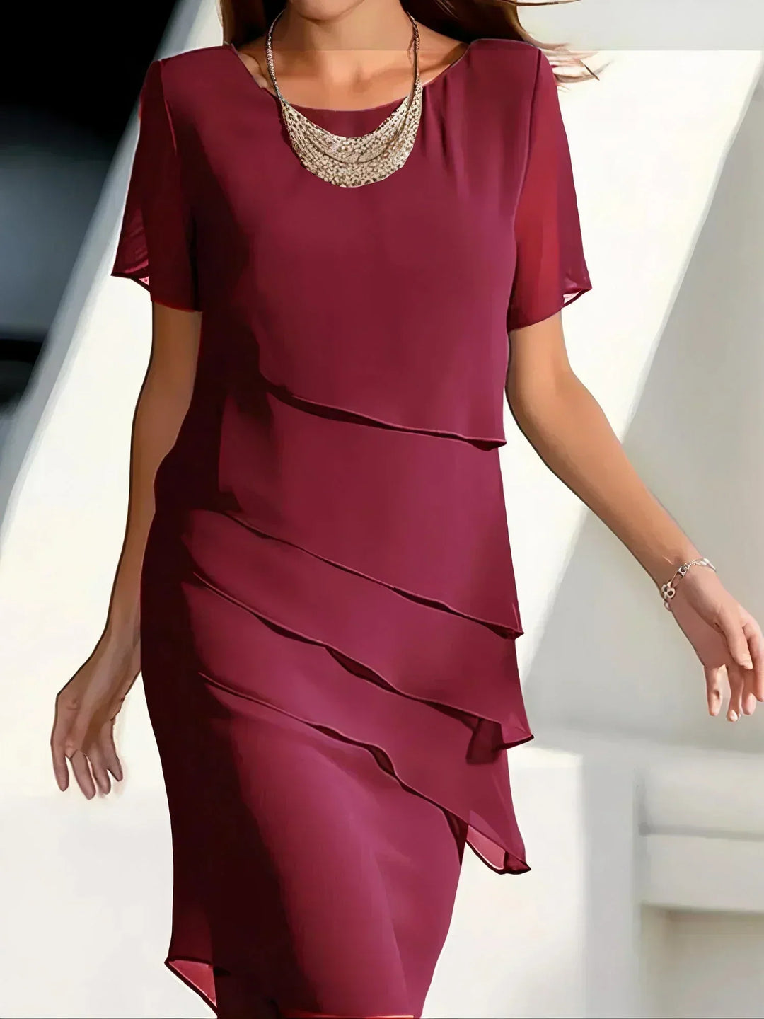 Vivienne | Elegant Layered Chiffon Dress