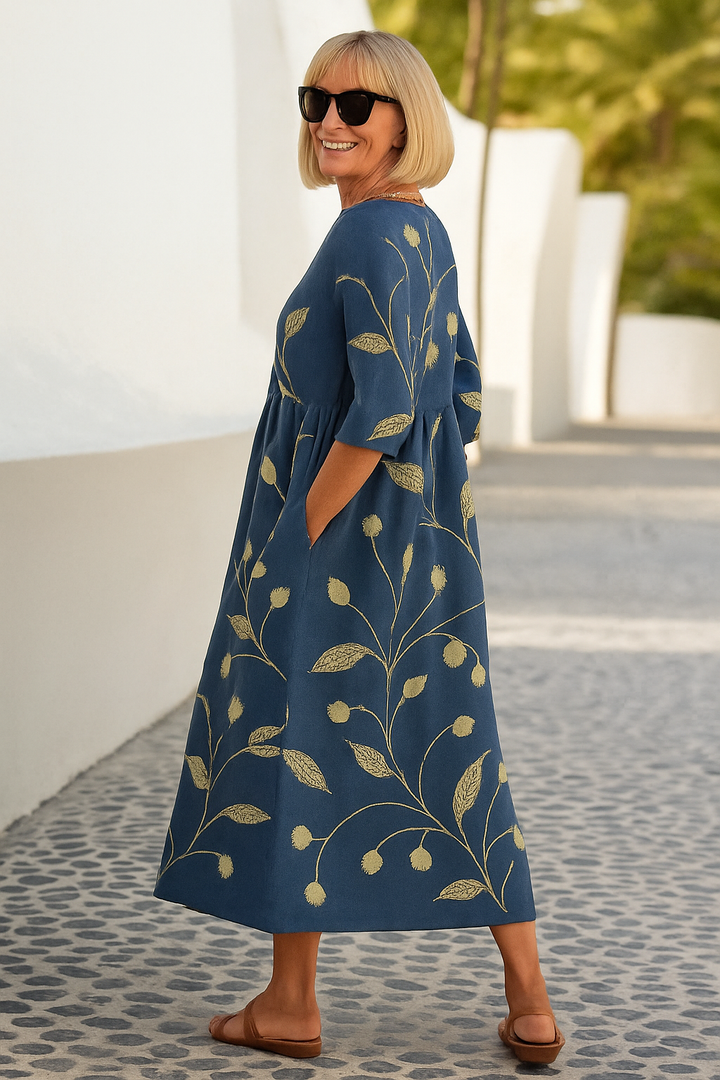 Gracieuse | Botanical Print Midi Dress