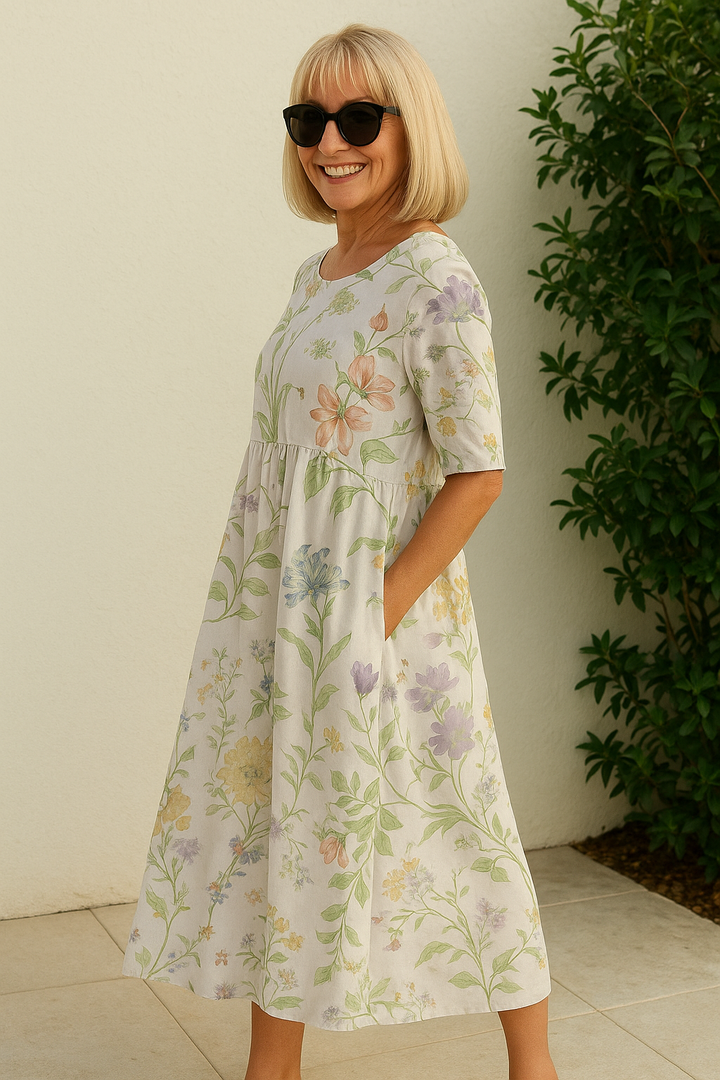 Gracieuse | Botanical Print Midi Dress