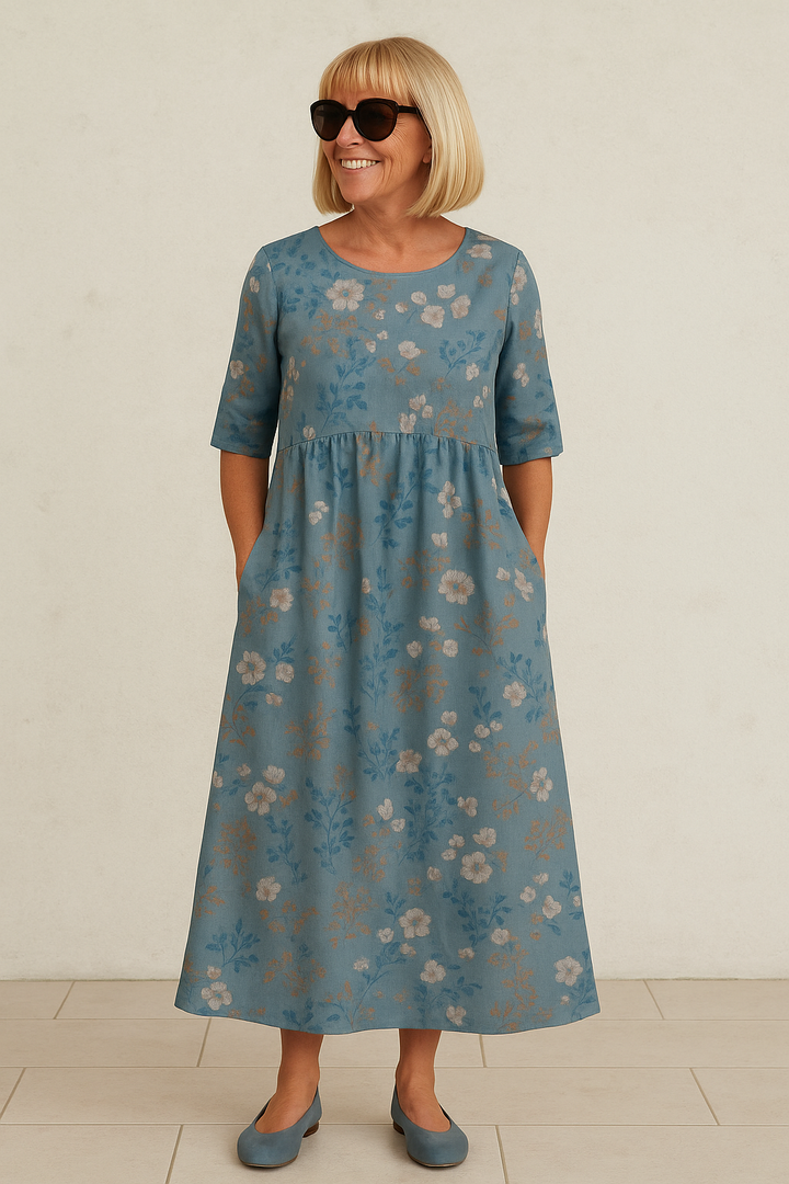 Gracieuse | Botanical Print Midi Dress