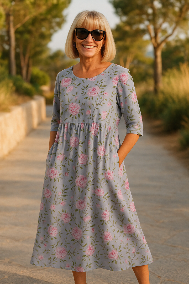 Gracieuse | Botanical Print Midi Dress