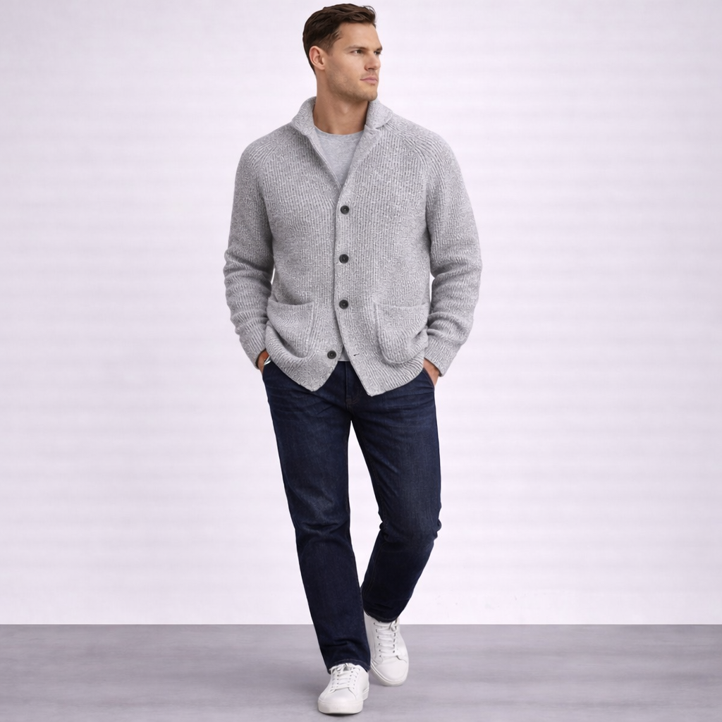 Malcolm | Ribbed Shawl-Collar Cardigan