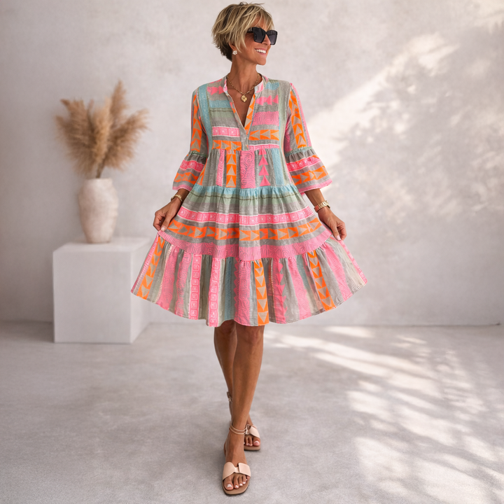 Florence | Tiered Geometric Midi Dress