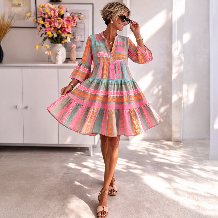 Florence | Tiered Geometric Midi Dress