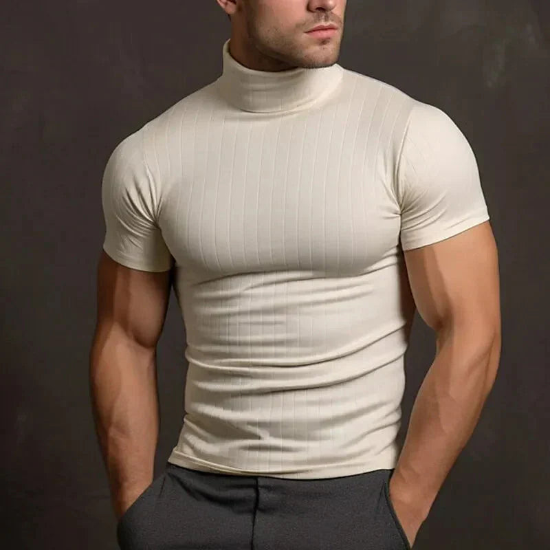 Men’s Short Sleeve Mock Neck Shirt | Slim Fit | Stretch Cotton
