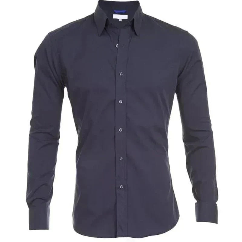 Stretch Button-Up Shirt | Slim Fit with Roll-Up Sleeves