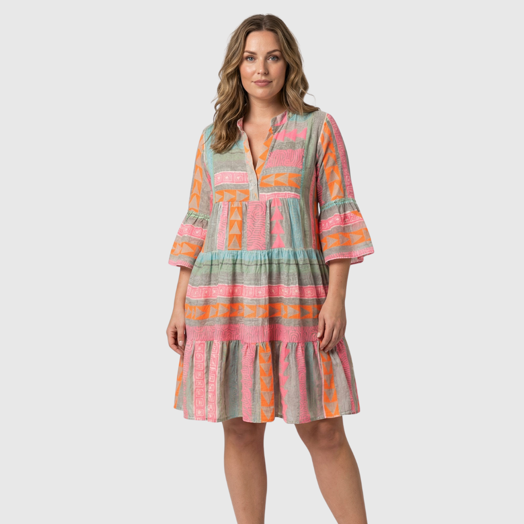 Florence | Tiered Geometric Midi Dress
