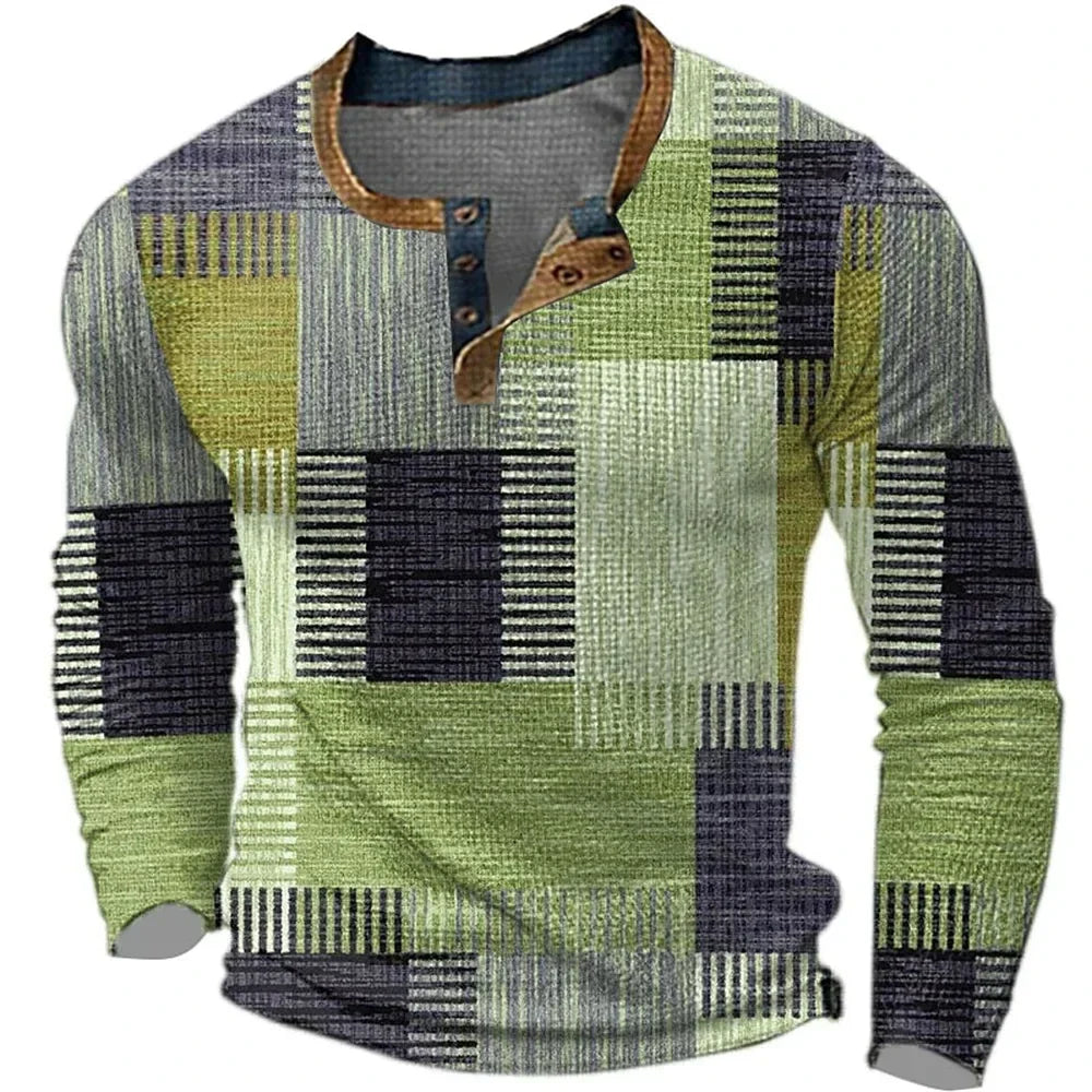 Gordon | Printed Long-Sleeve Henley Shirt