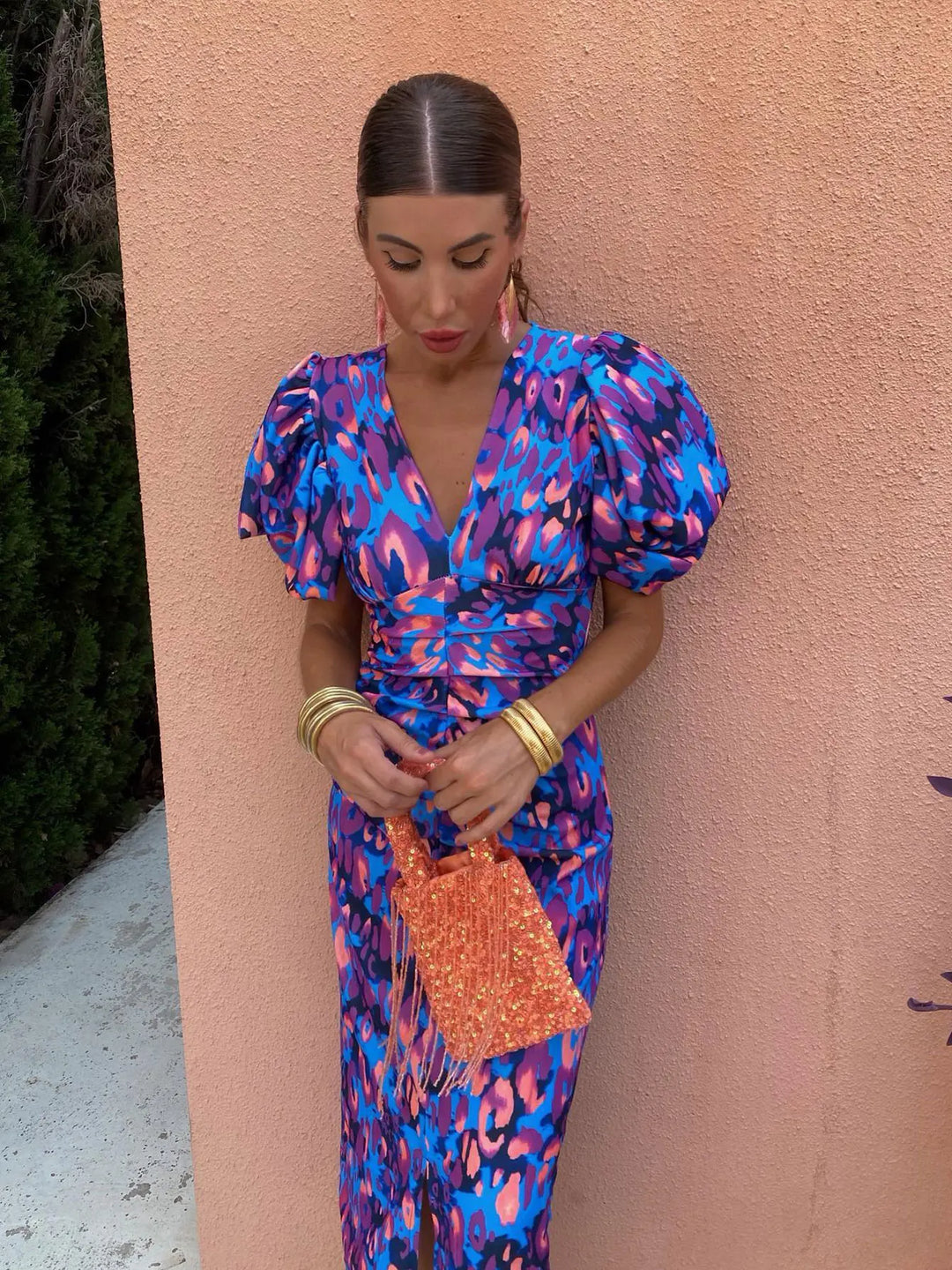 Claudette | Bold-Print Midi Dress