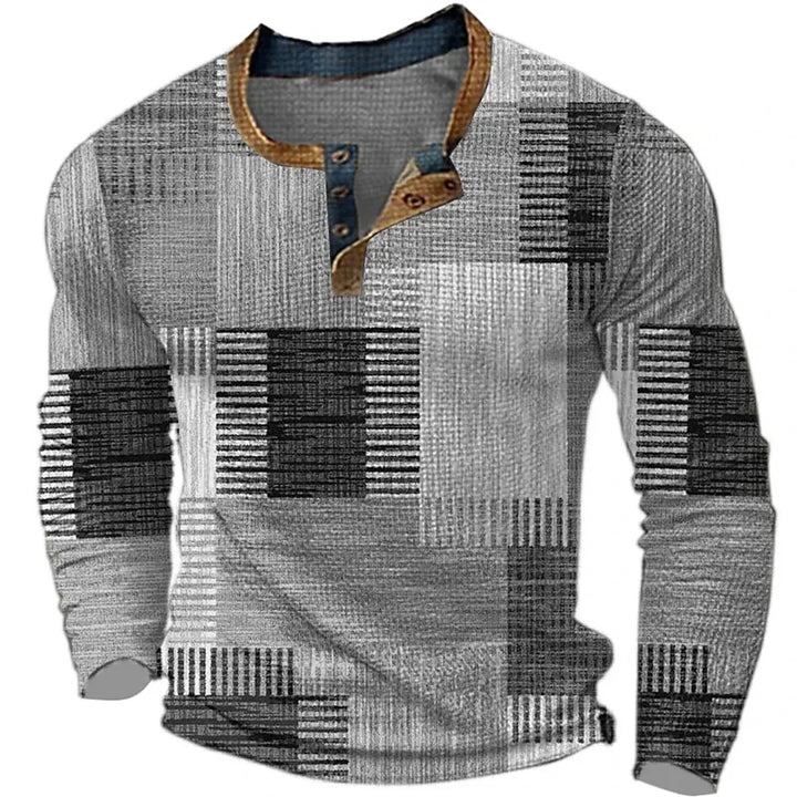 Gordon | Printed Long-Sleeve Henley Shirt