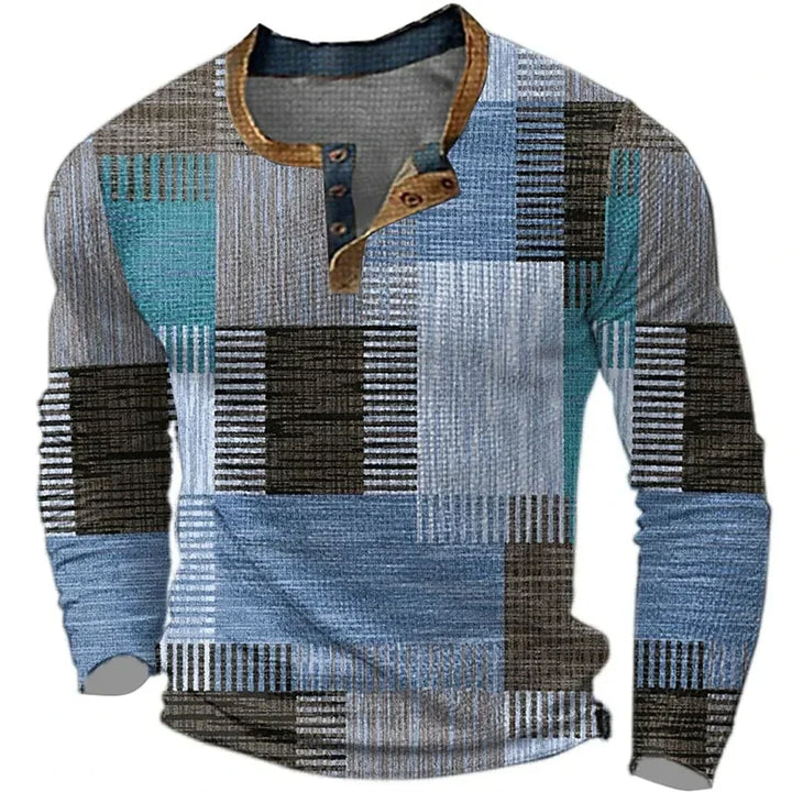 Gordon | Printed Long-Sleeve Henley Shirt