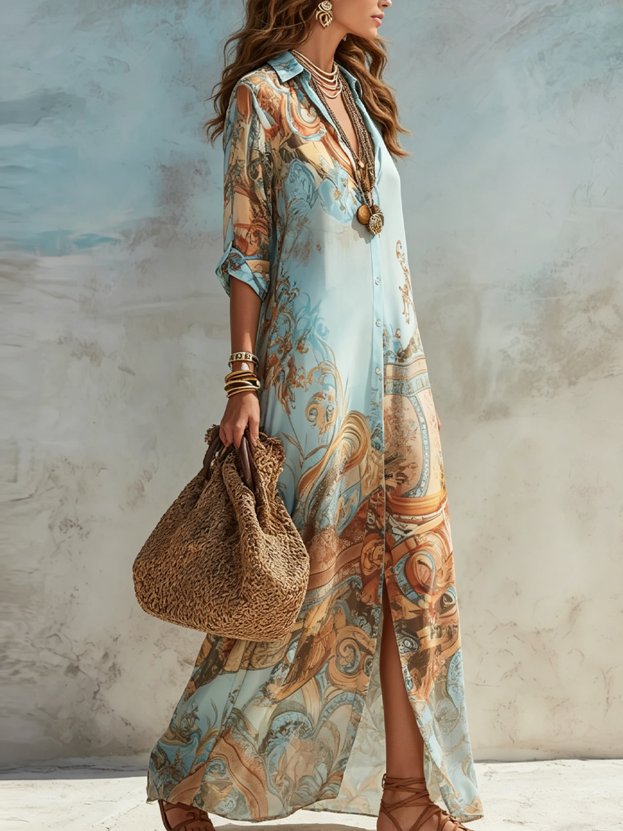 Félice | Button-Front Maxi Shirt Dress