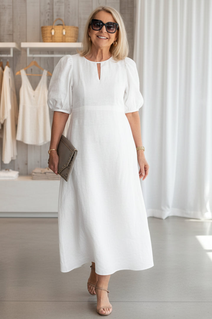 Luce | Puff-Sleeve Midi Dress