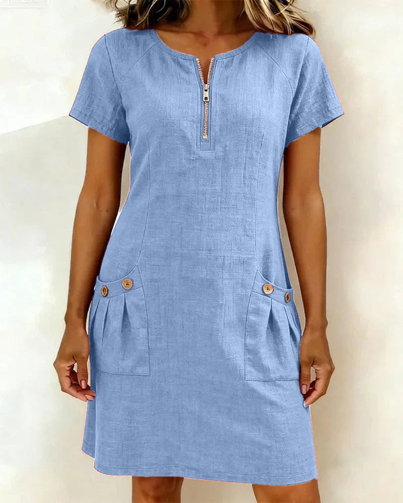 Dominique | The Zip-Front Pocket Dress