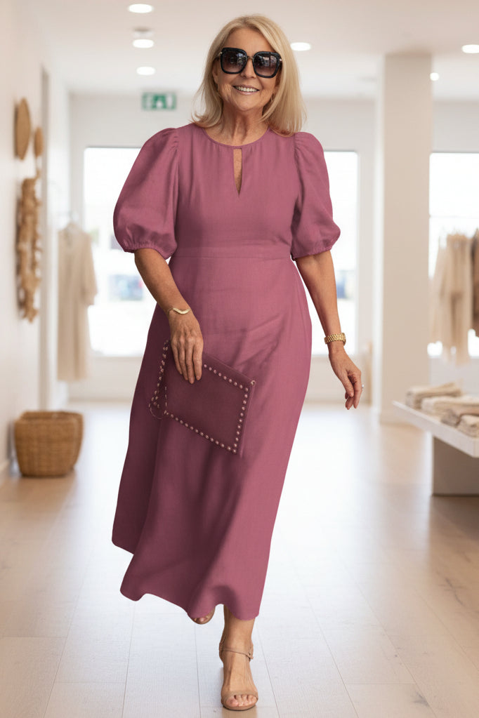 Luce | Puff-Sleeve Midi Dress