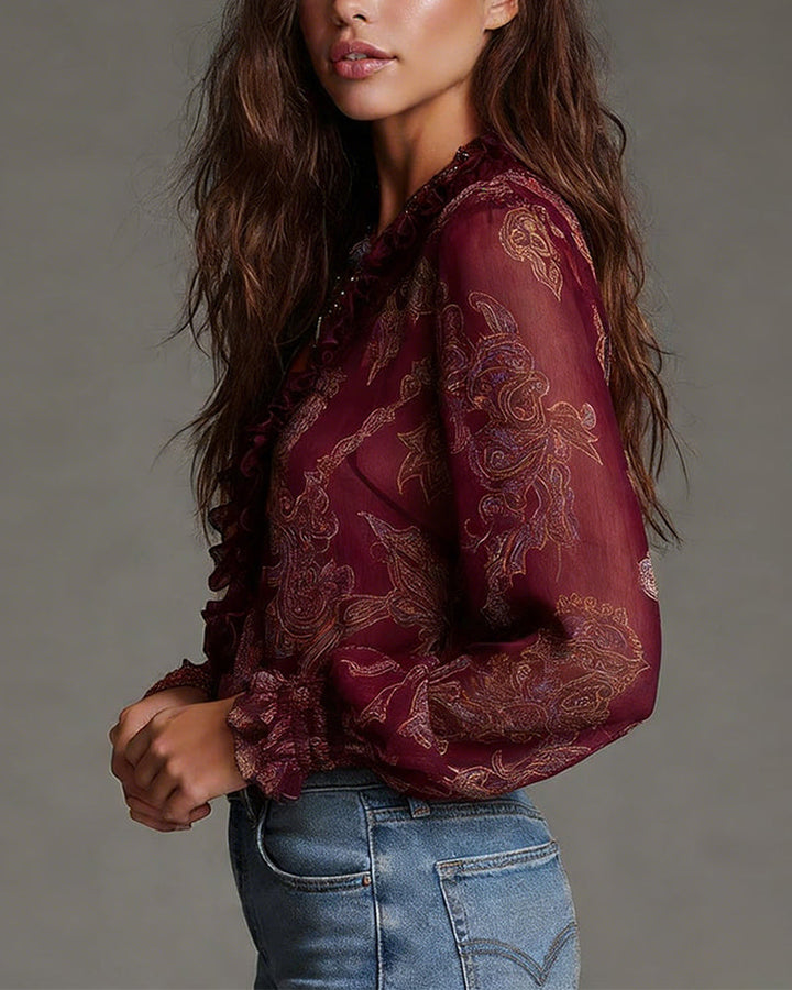 Angélique | Paisley Ruffle Blouse