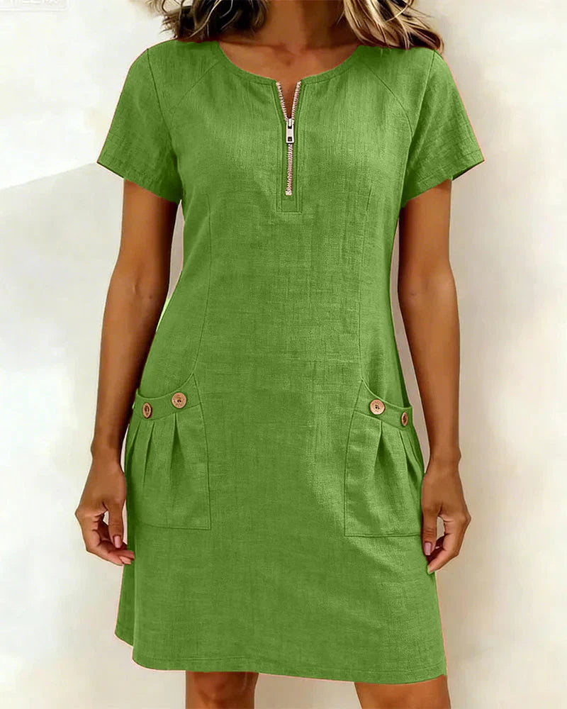 Dominique | The Zip-Front Pocket Dress
