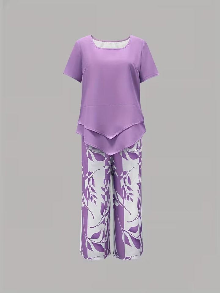 Fern | Leaf Print Top & Cropped Pants Set