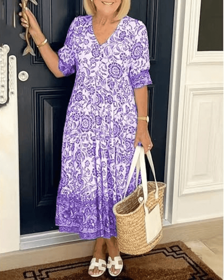 Rosa | Botanical Print Midi Dress
