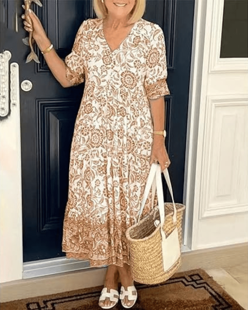 Rosa | Botanical Print Midi Dress